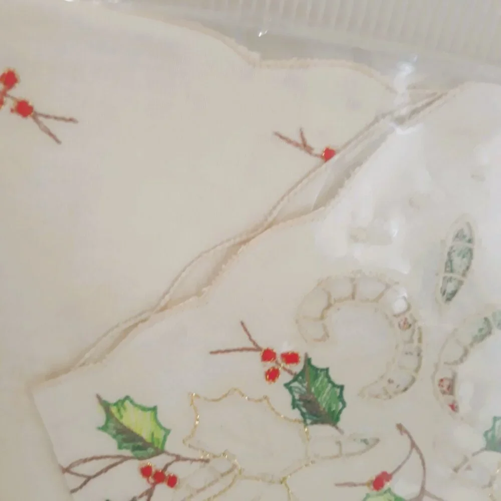 3-New Lenox Holiday Floral Embroidered Metallic Cotton Placemat & Napkin Sets